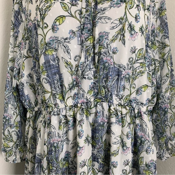 NWT Torrid Mini Clip Dot Front Keyhole Dress Floral Semi Sheer Sleeve Sz 1 - Picture 7 of 14